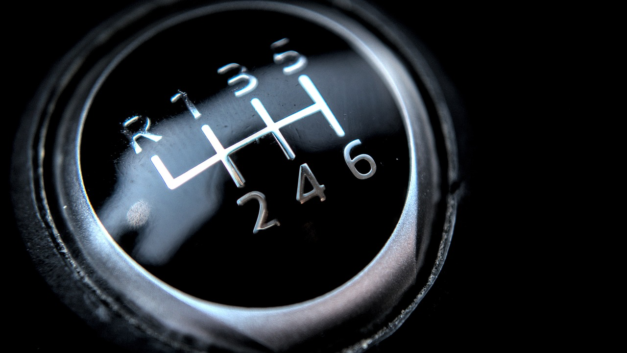 Close up of car gear. 6 speed transmission
